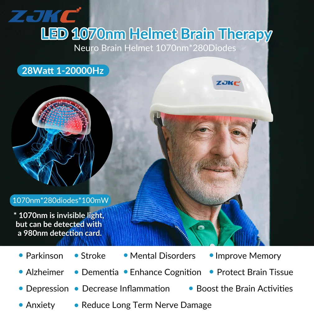 

ZJKC 1070nm Parkinsons Brain Stimulation Near Infrared Light Therapy Helmet for Stroke Alzheimer Depression Photobiomodulation