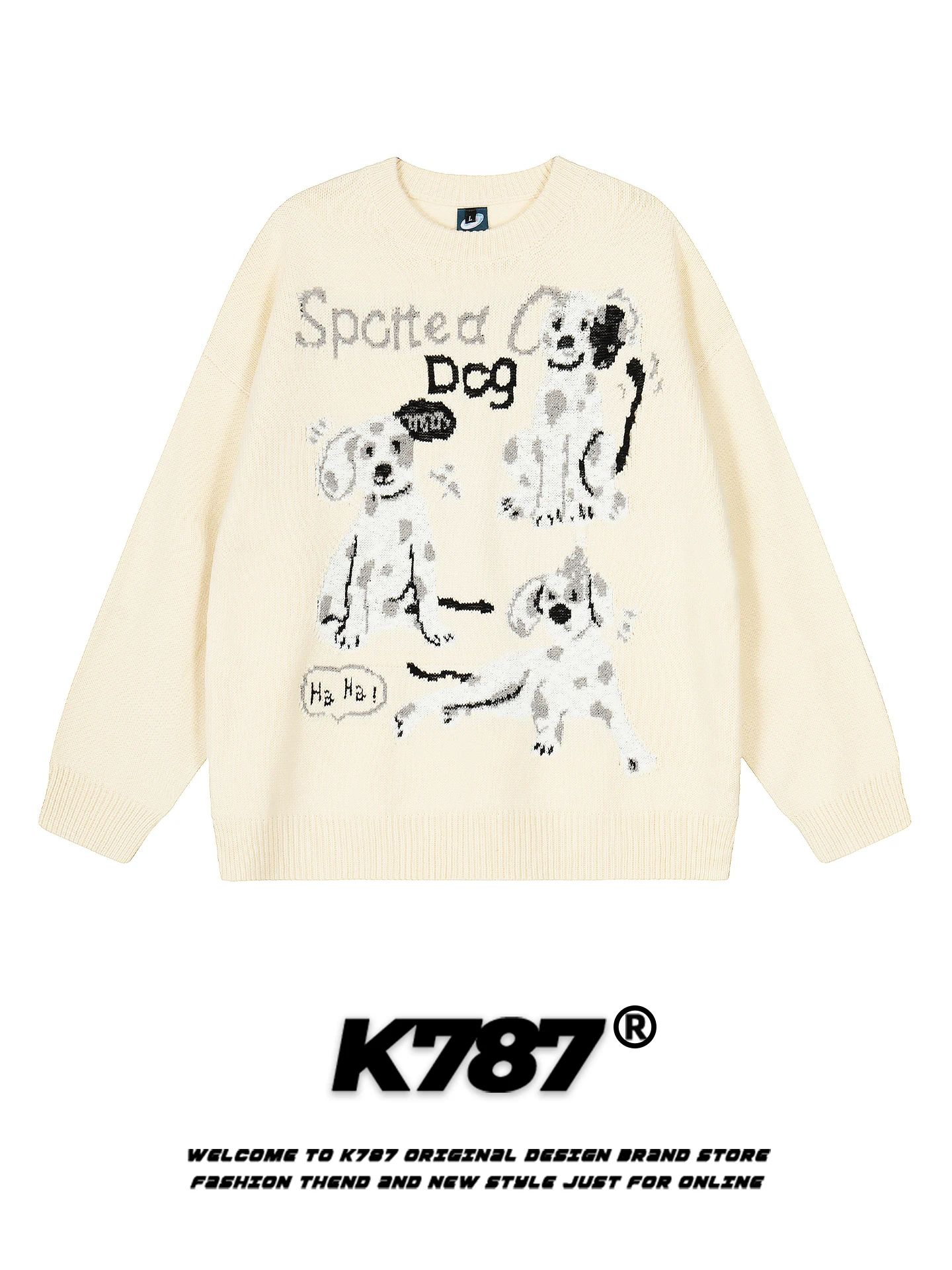 

Американский ретро-свитер с вышивкой милой собаки, свободный повседневный свитшот-пуловер для мужчин и женщин, шикарный свитер в стиле lazy chic