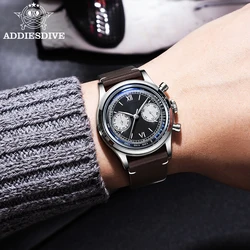 ADDIESDIVE TOP Men Deluxe Watch 10Bar Waterproof VK64 Movement Multifunctional Chronograph Quartz Watches Reloj Hombre