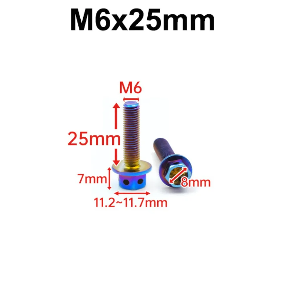 M6 M8 Titanium Bolt With Drilled Holes 10/15/20/25/30/35/40/45/50/60 Titanium Flange Gold/Burnt Blue Hex Head Bolts Motorcycle