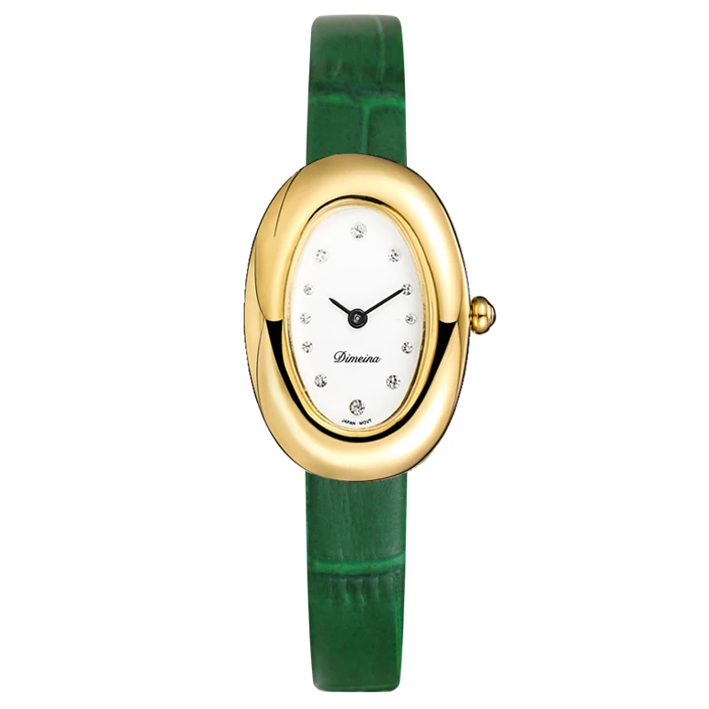 Reloj de cuarzo para mujer, Reloj de lujo con números romanos, Reloj ovalado Simple Vintage, Reloj de pulsera de cuero negro Orologio dorado y plateado