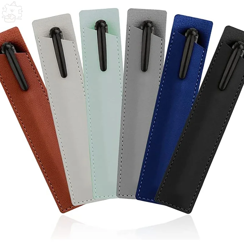 Portable PU Leather Pen Case Solid Color Scratch-resistant