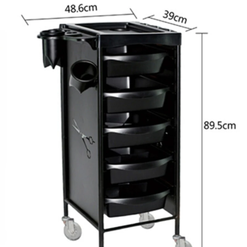 عربة تصفيف الشعر طاولة سوداء باديكير عربة من الفولاذ المقاوم للصدأ متعددة الوظائف أداة ورشة عمل التجميل أثاث احترافي لصالونات التجميل