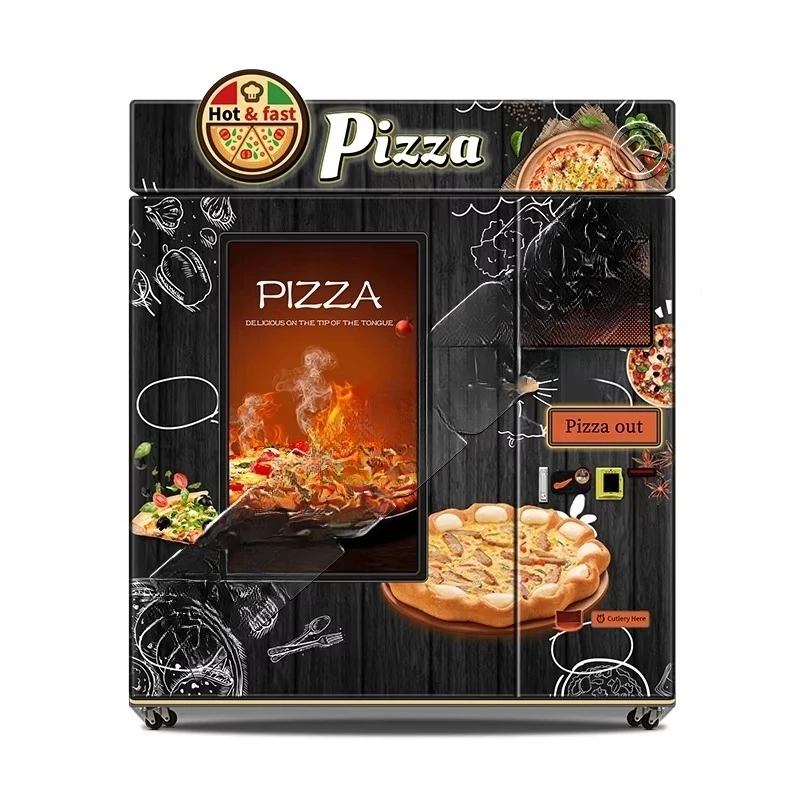 آلة بيع البيتزا التي يتم التحكم فيها بشاشة تعمل باللمس تجعل البيتزا الطازجة تلقائيًا مع لوحة عرض زجاجية #6