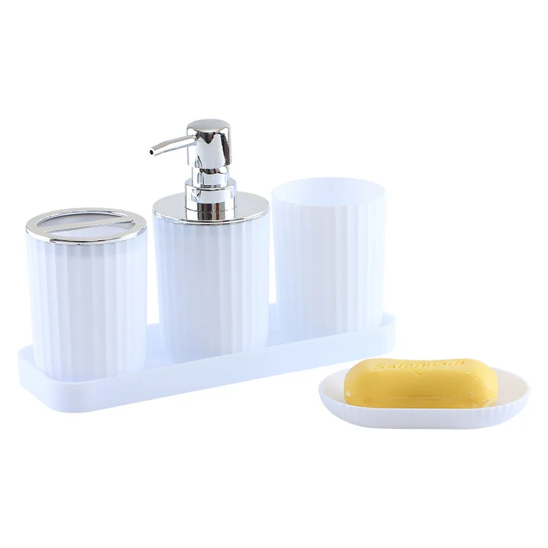 5PCS Black Plastic Bathroom Items Toothbrush Holder Soap Box Toilet Brush Bathroom Storage And Toiletry Set