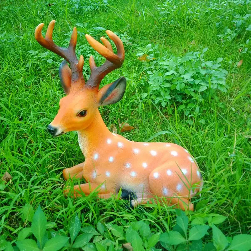 Simulated Sika Deer Resin Ornaments Outdoor Garden Balcony Courtyard Figurines Decoration Home Livingroom Porch Sculpture Crafts