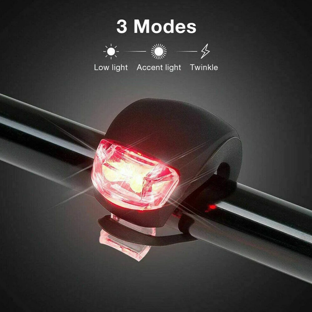 10-20Pcs LED Silicone Bicycle Front Rear Light Set 3 Modes Waterproof MTB Mountain Road Bike Cycling Headlight Tail Warning Lamp