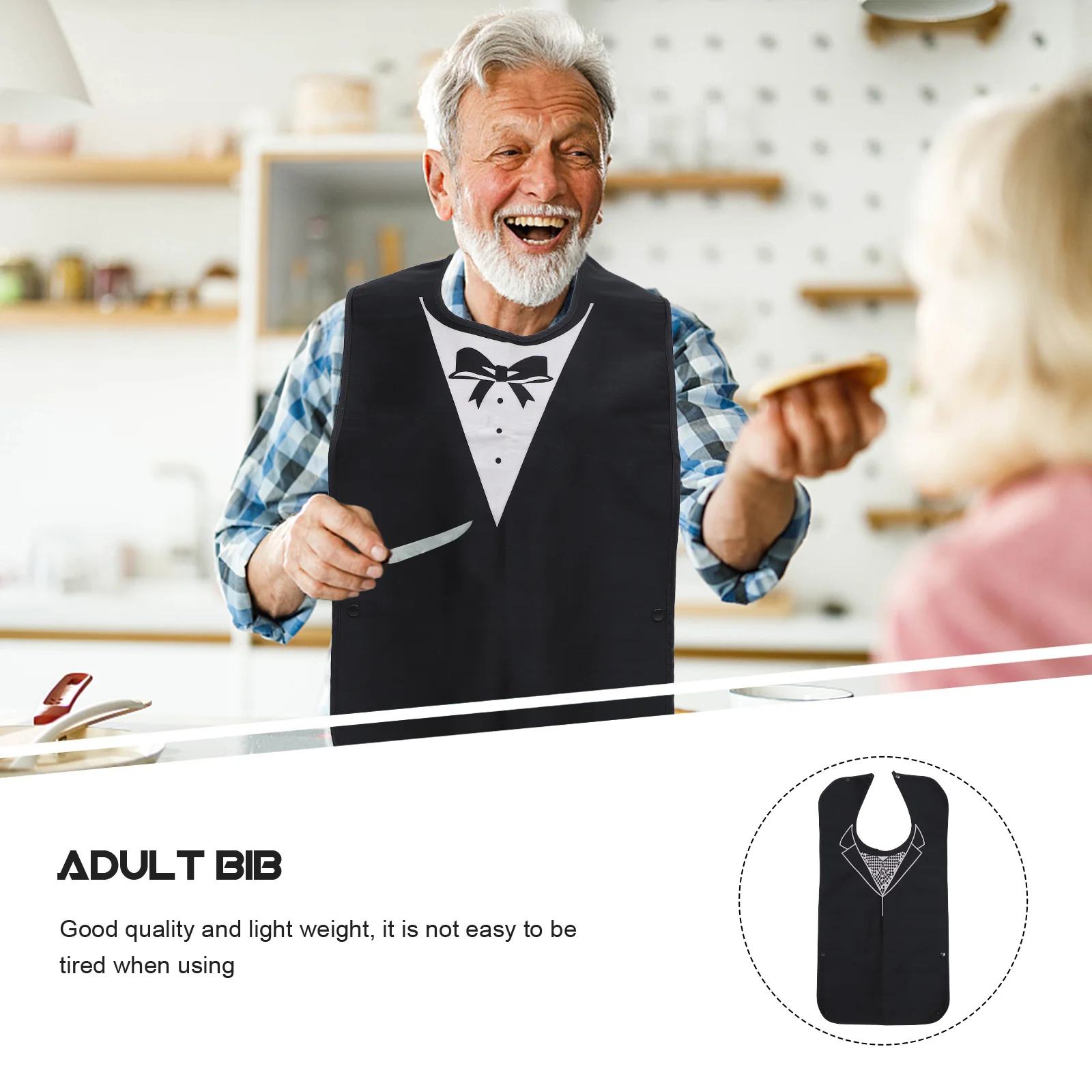 

1Pcs Adult Bib Polyester Waterproof Comfortable Adjustable Saliva Pocket for Elderly Bedridden Patients Reusable Lightweight