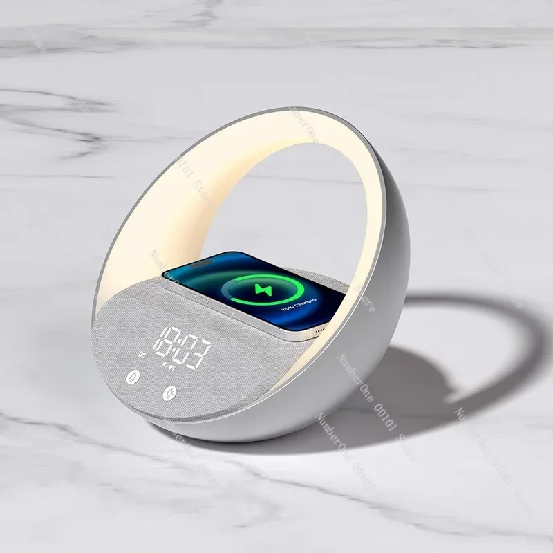 

Универсальная беспроводная зарядная станция | Многофункциональная Bluetooth-колонка 5-в-1 с ночником