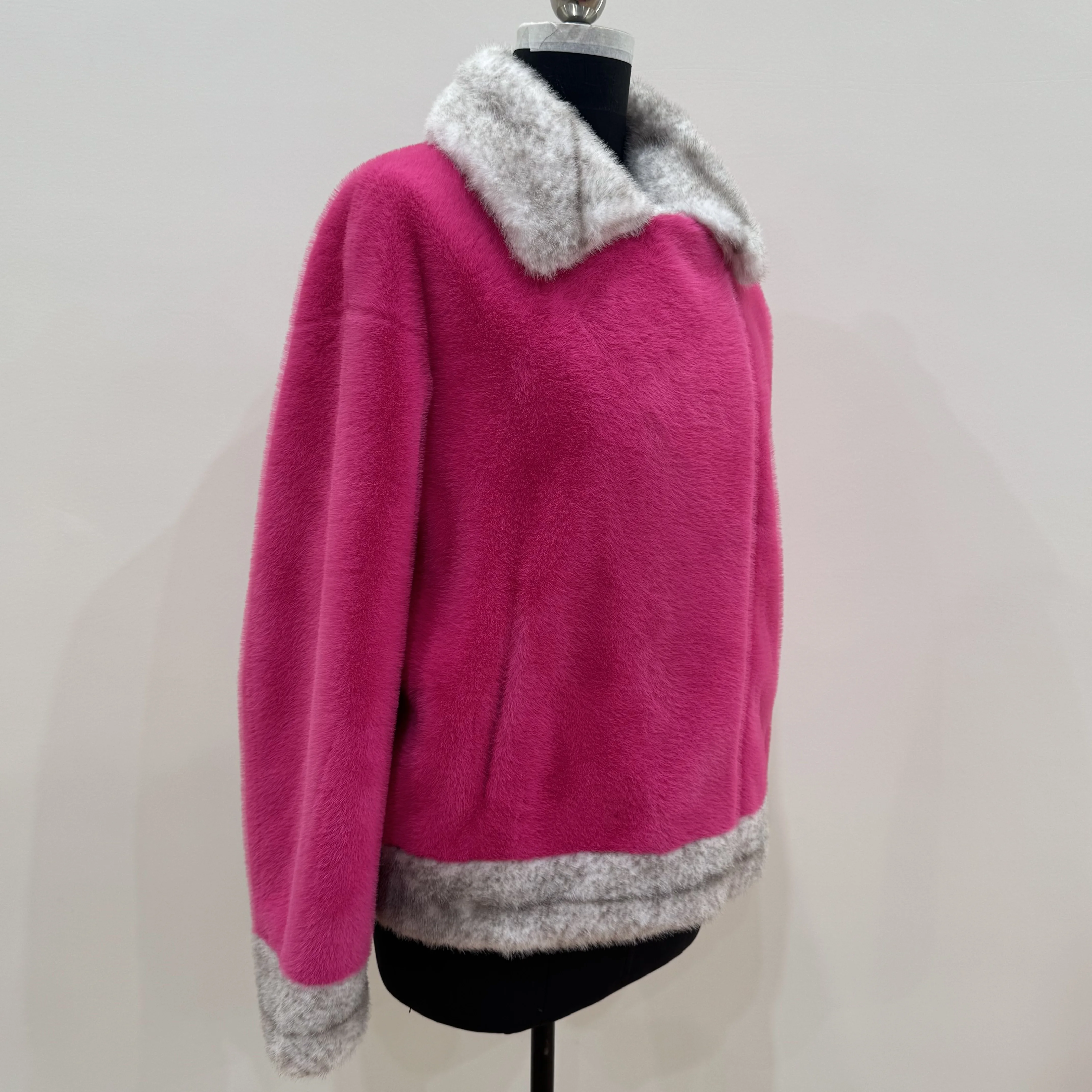 여성 패션 기질, 짧은 스타일, 컬러 블로킹, 다기능 밍크 코트를 위한 여성용 밍크 인조 모피 코트