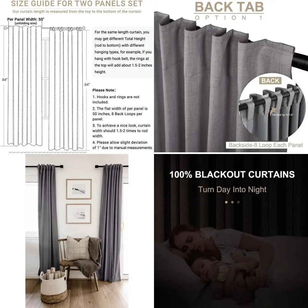 

Темно-серые плотные шторы с термоизоляцией, 50x84, комплект из 2 панелей для спальни и гостиной