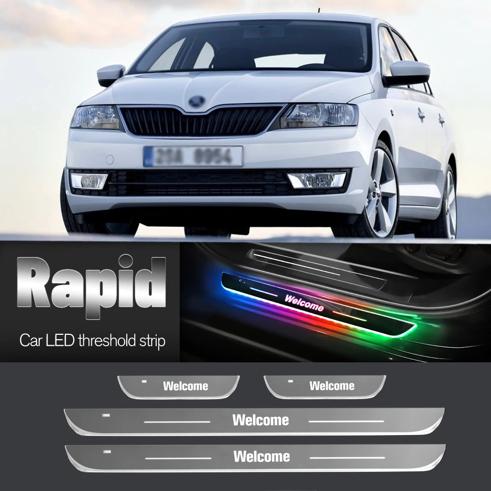 

Car Door Sill Light For Skoda Rapid NH1 NH2 NH3 2012-2019 Customized Logo LED Welcome Threshold Pedal Lamp Accessories