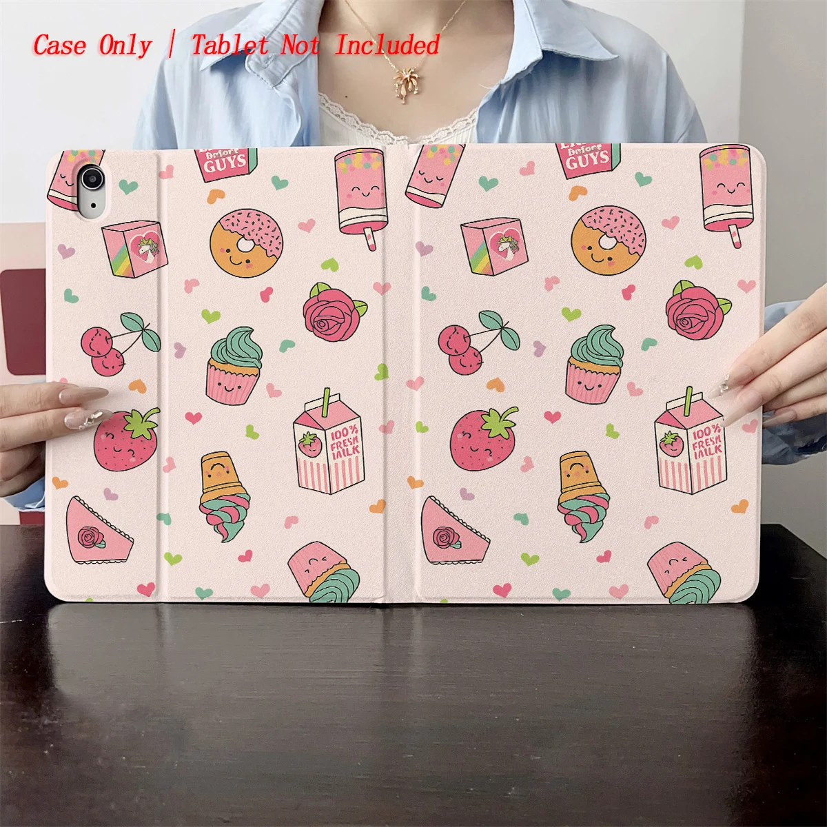 

2025 Pink Cake Fruit Print Pattern - Suitable for protective cases of multiple Apple tablets such as iPad/iPad pro/iPad air