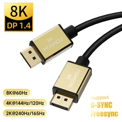 DP 1.4 kable Displayport do DP do mini DP wsparcie 8K 60Hz 4K 144Hz/120Hz 2K 165Hz 32.4 gb/s kabel wideo HDR