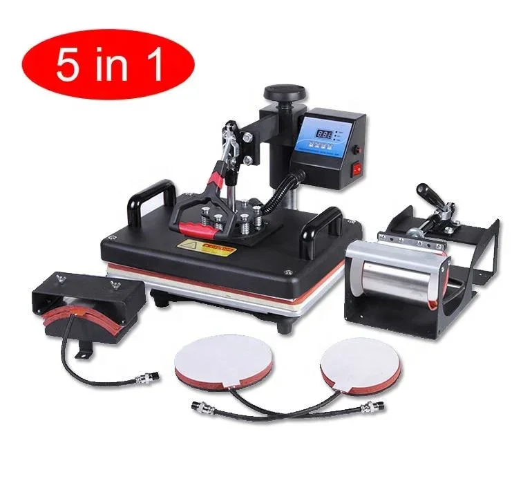 Mida Digital Flatbed Transfer for Magic Mug T-Shirt Hats Phone Case Combo 5 in 1 Sublimation Heat Press Machines