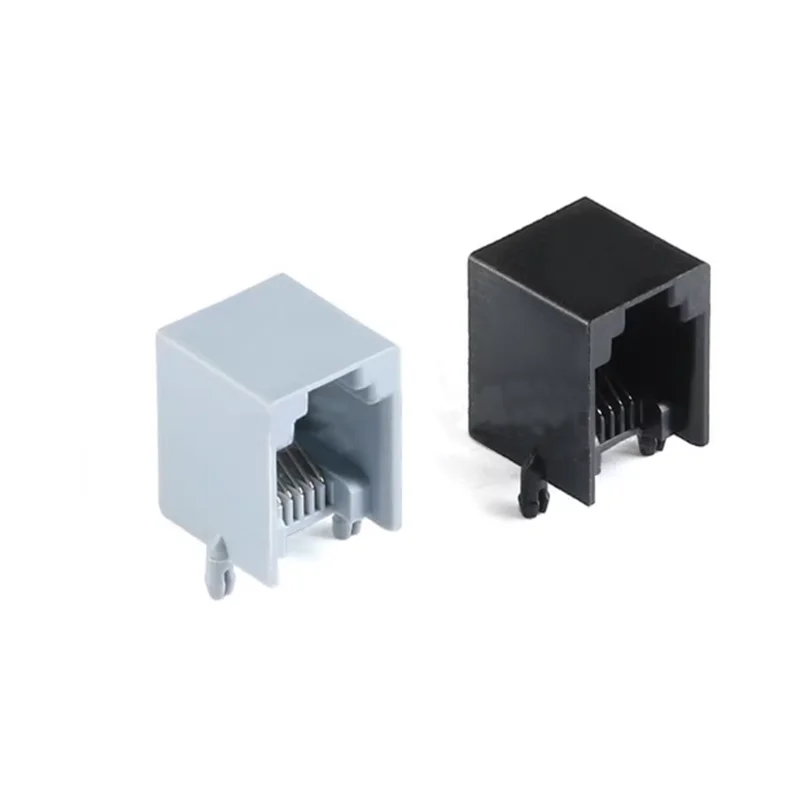 10개 RJ11 소켓 623 그레이/블랙 6P6C RJ12 전화 소켓 크리스탈 헤드 잭 인터페이스