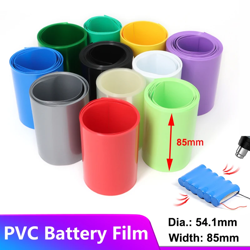 1/2/3/5/10/20/30/50m Width 85mm PVC Heat Shrink Tube Lithium Battery 18650 Pack Shrinkable Insulated Film Wrap Protection Case