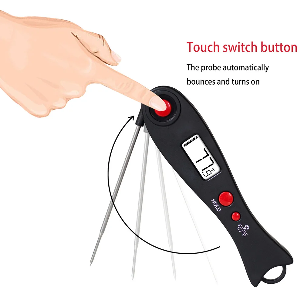 Termometro per carne a lettura istantanea pieghevole digitale con sonda Ampio display LCD per cucinare Griglia Termometro digitale da cucina per barbecue