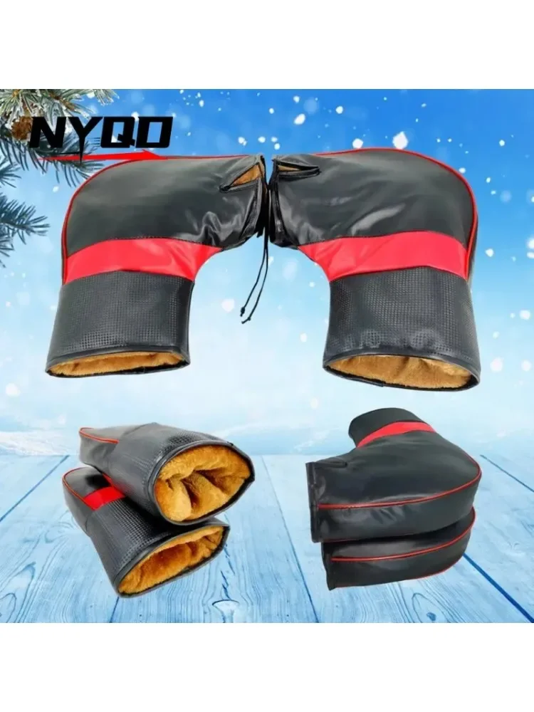 AliExpress 1 Pair Universal Motorcycle Gloves Bike Handle Bar Gloves Pu Leather Winter Warm Scooter Bike Windproof Handle Bar Protector