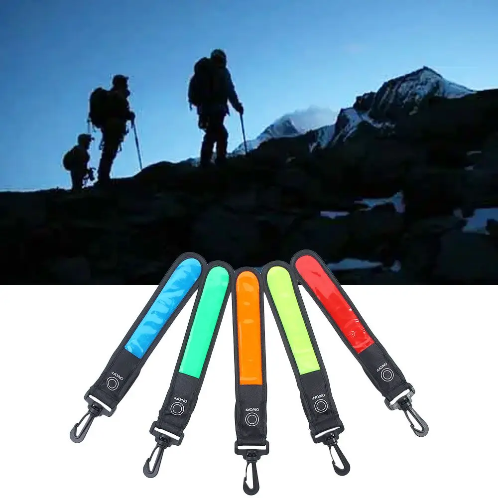 LED Glowing Luminous Reflective Backpack Hanging Light Night Running Safety Alert Wristband Outdoor Sport Armband Light