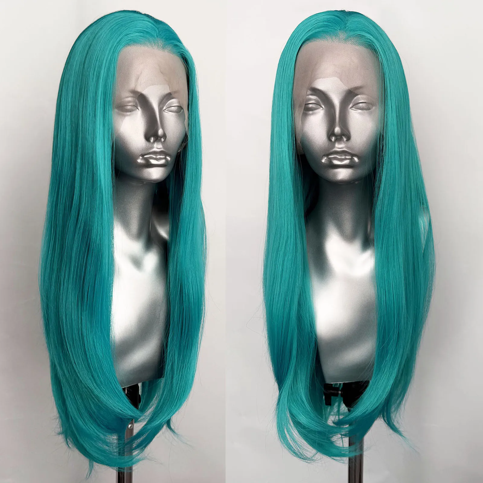 

Green Lace Front Wig for Women Long Silky Straight Synthetic Hair 13x4 Natural Hairline Glueless Daily Wear Cosplay Party Wig
