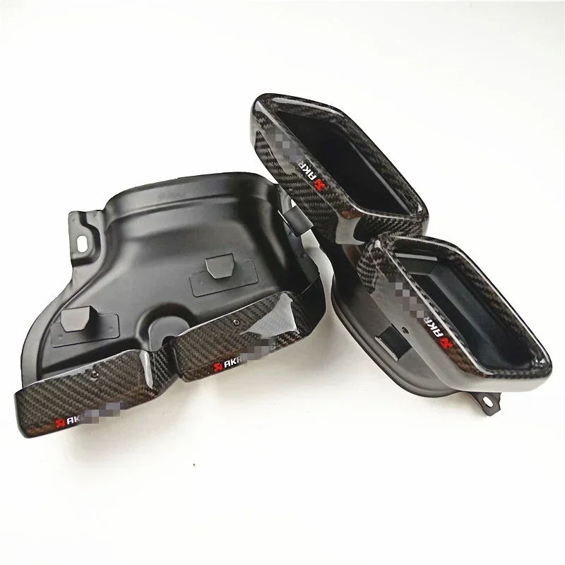 B-M 1 Pair Akrapovic AMG Style Carbon Fiber Rectangle Exhaust Muffler Pipes Tips For Benz C/ E/ S/ CLA/ CLS/ GLC/ GLE/ GLS-Class