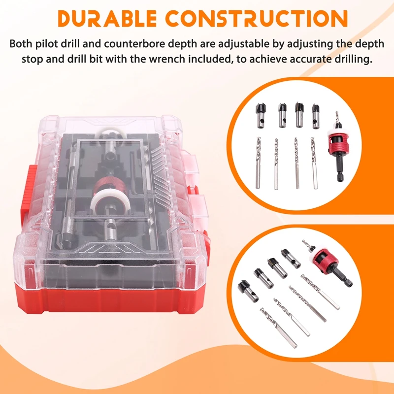 5Pcs Countersink Drill Bit Set With Low Friction Depth Stop, HSS Tapered Bits 1/8Inch,9/64Inch,5/32Inch,11/64Inch Promotion