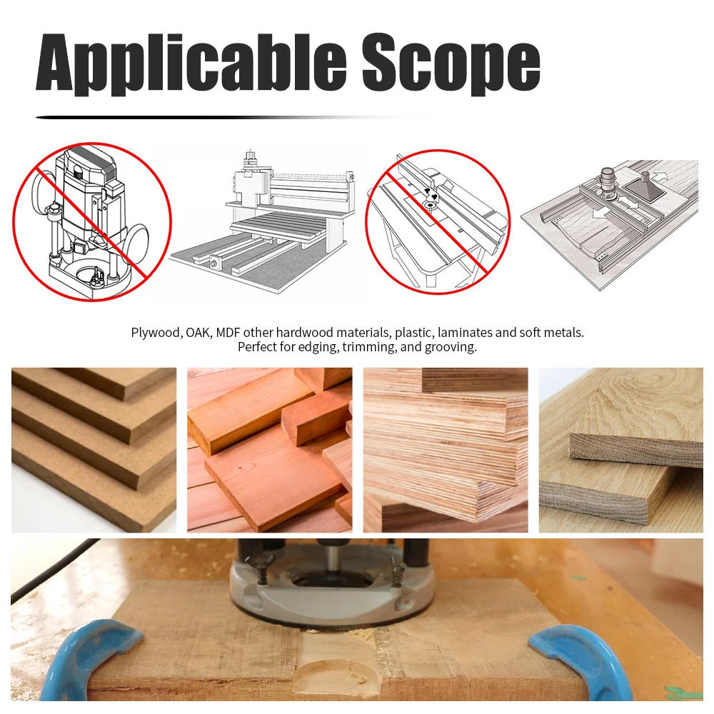 Broca de enrutador de superficie de Spoilboard CNC, vástago de 6,35/8/12mm, 2 + 2 flautas, broca cepilladora de madera, inserción de losa de