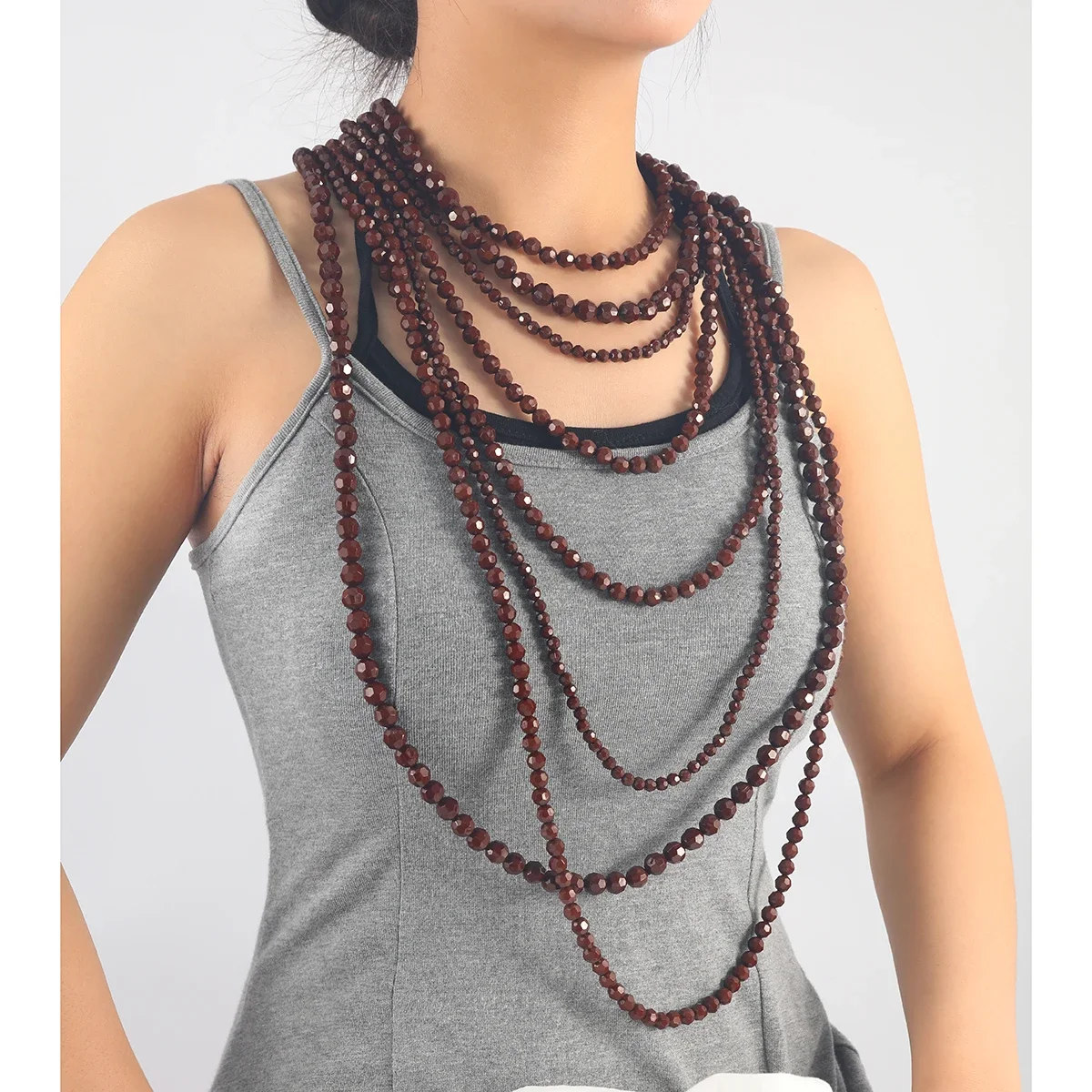 ZAA New Brown Bohemian Ethnic Style Bead Fashion Vintage Multi-layer Handmade Necklace Fo Rwomen Wholesale Price