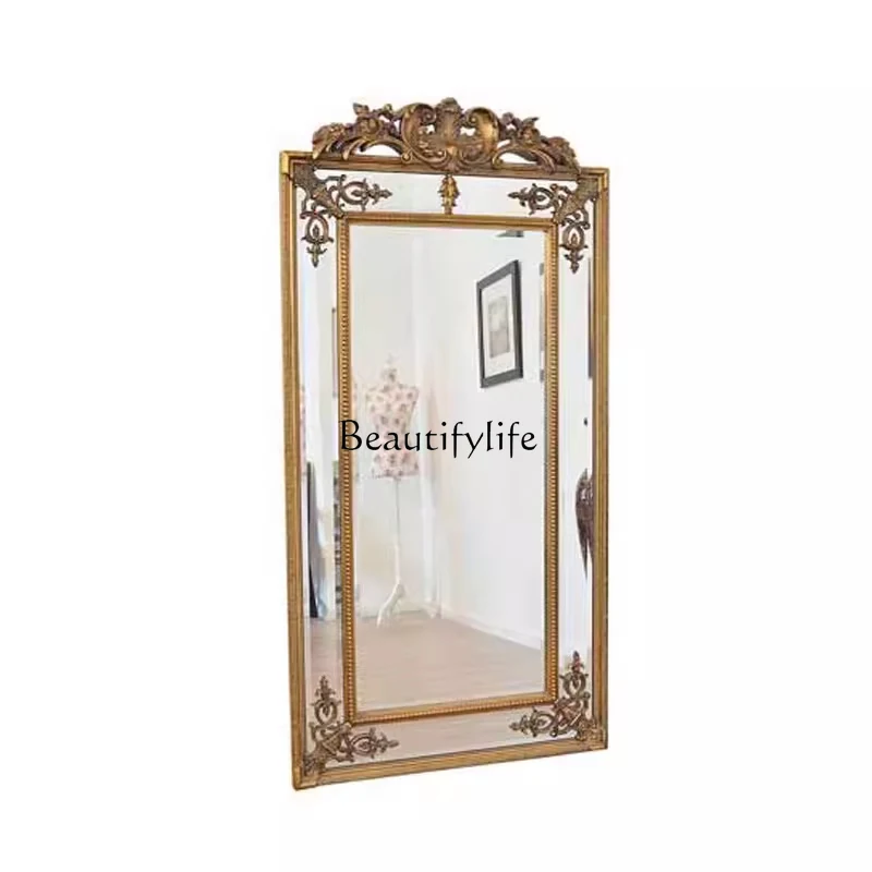 

European full body mirror retro carved fashion retro dressing full body floor mirror