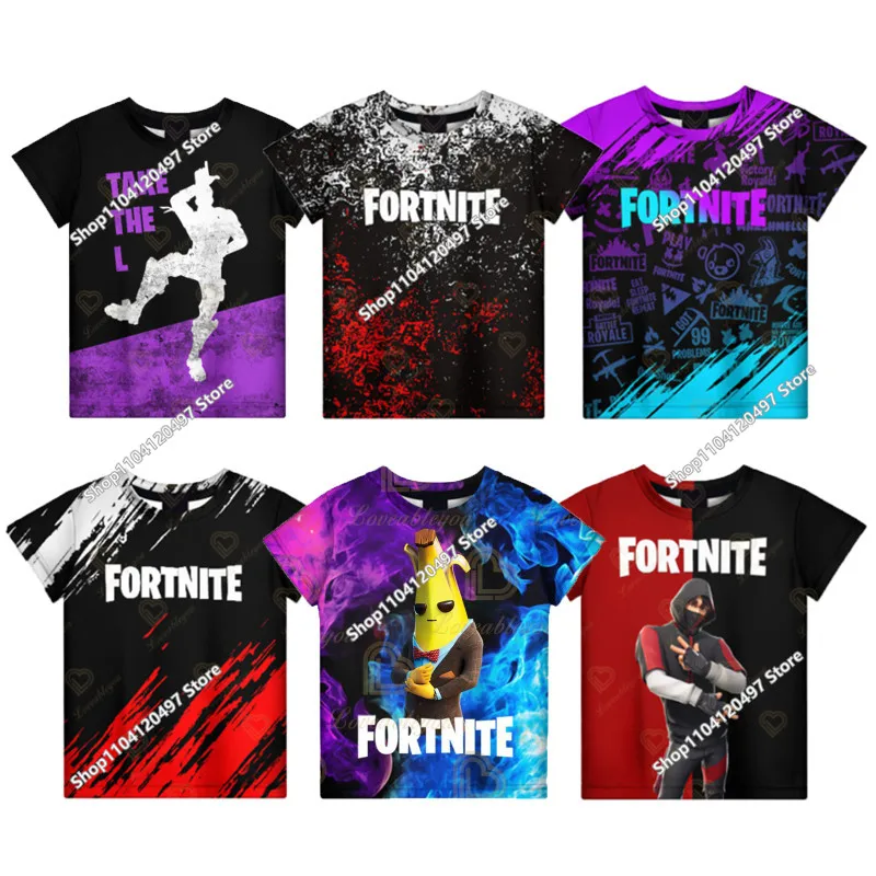 Fortnite, одежда для взрослых и детей, свободная футболка большого размера с 3D цифровой печатью и короткими рукавами