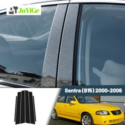 Glossy Black Carbon Fiber Window Door Deal B C Pillar Post Cover Sticker For Nissan Sentra B15 2000-2006 2001 2002 2003 2004