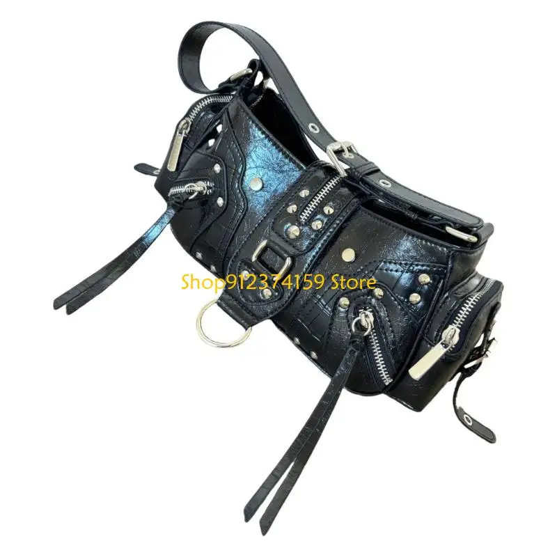 

G5AE Contemporary Underarm Bag for Women PU Leather Handbag Studded Shoulder Bag