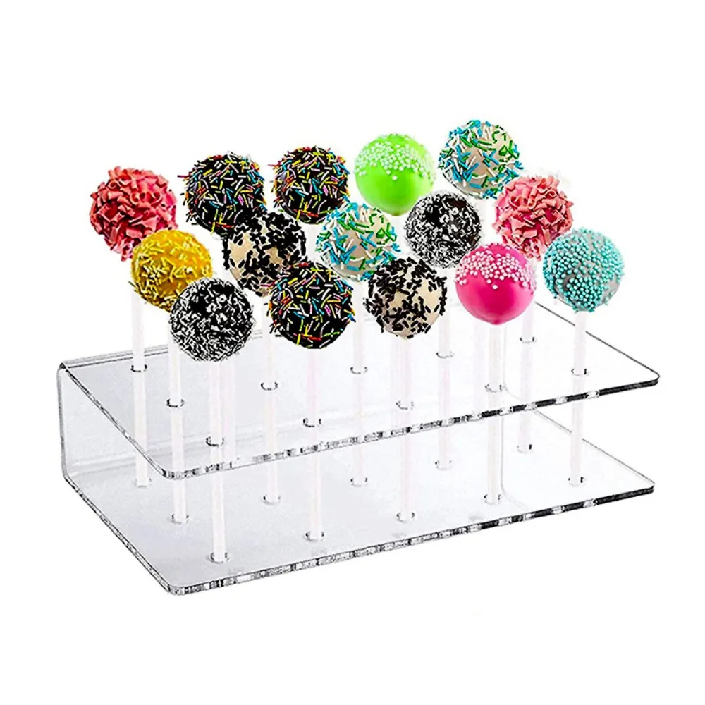 15 Hole Clear Cake Pop Stand New Durable Rectangle Shape Candy Display Acrylic Display Holder Wedding Party Birthday