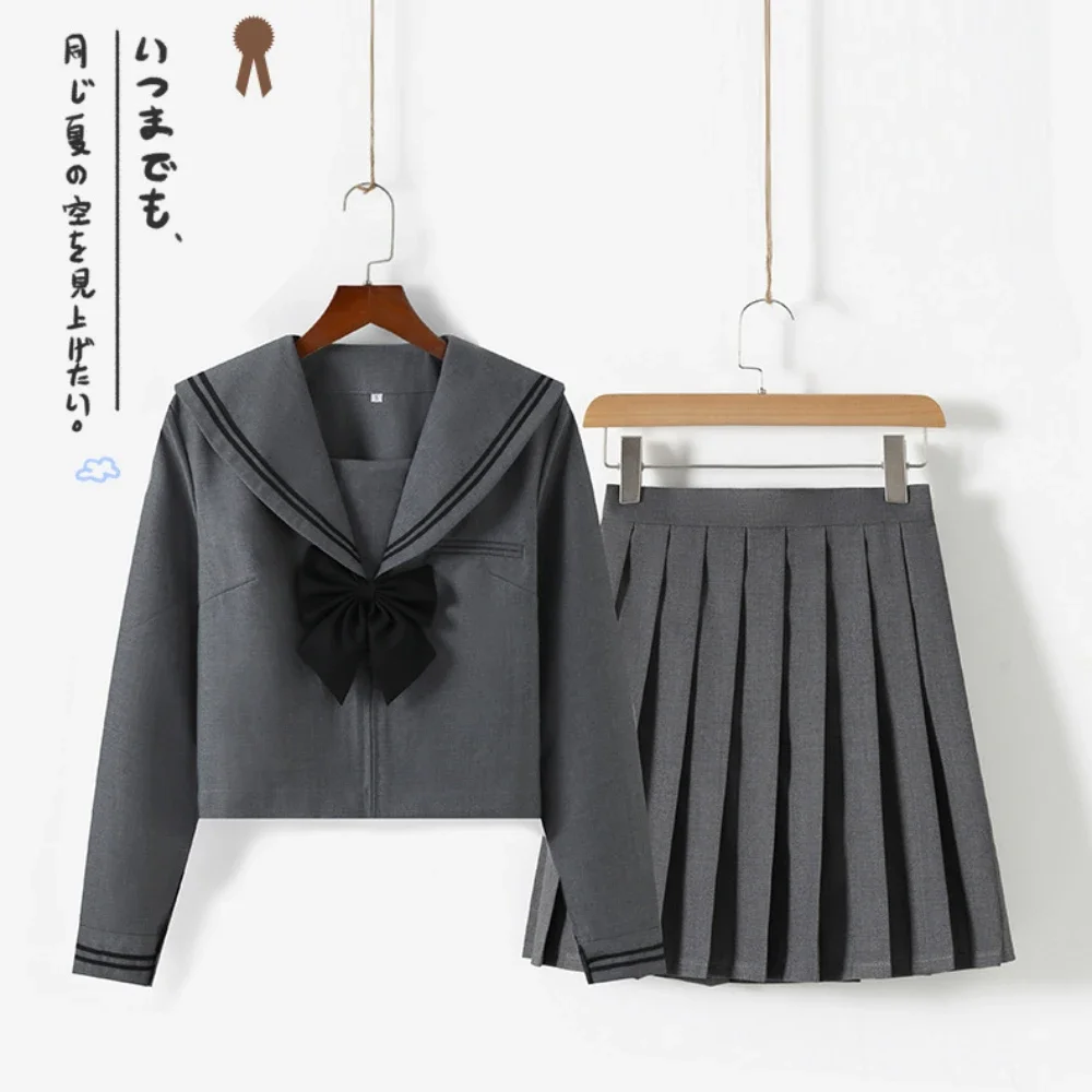 Basic Jk Tow-Lines Grijs Matrozenpakken Japanse schooluniformen Afstuderen kleding Plooirok Fuku Anime Cos Kostuums Vrouwen