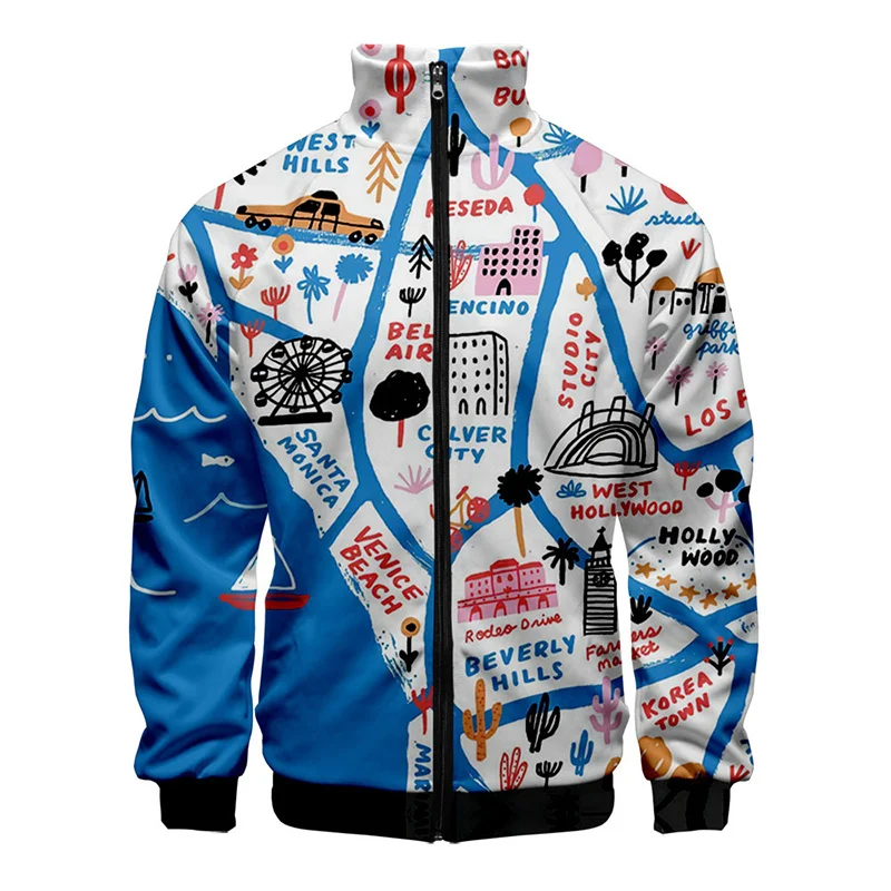 New 3D Venice Beach Print Jacket Children Fashion Streetwear Cool Jackets Hawaiian Funny Jacket For Men Winter Jacket Women Tops