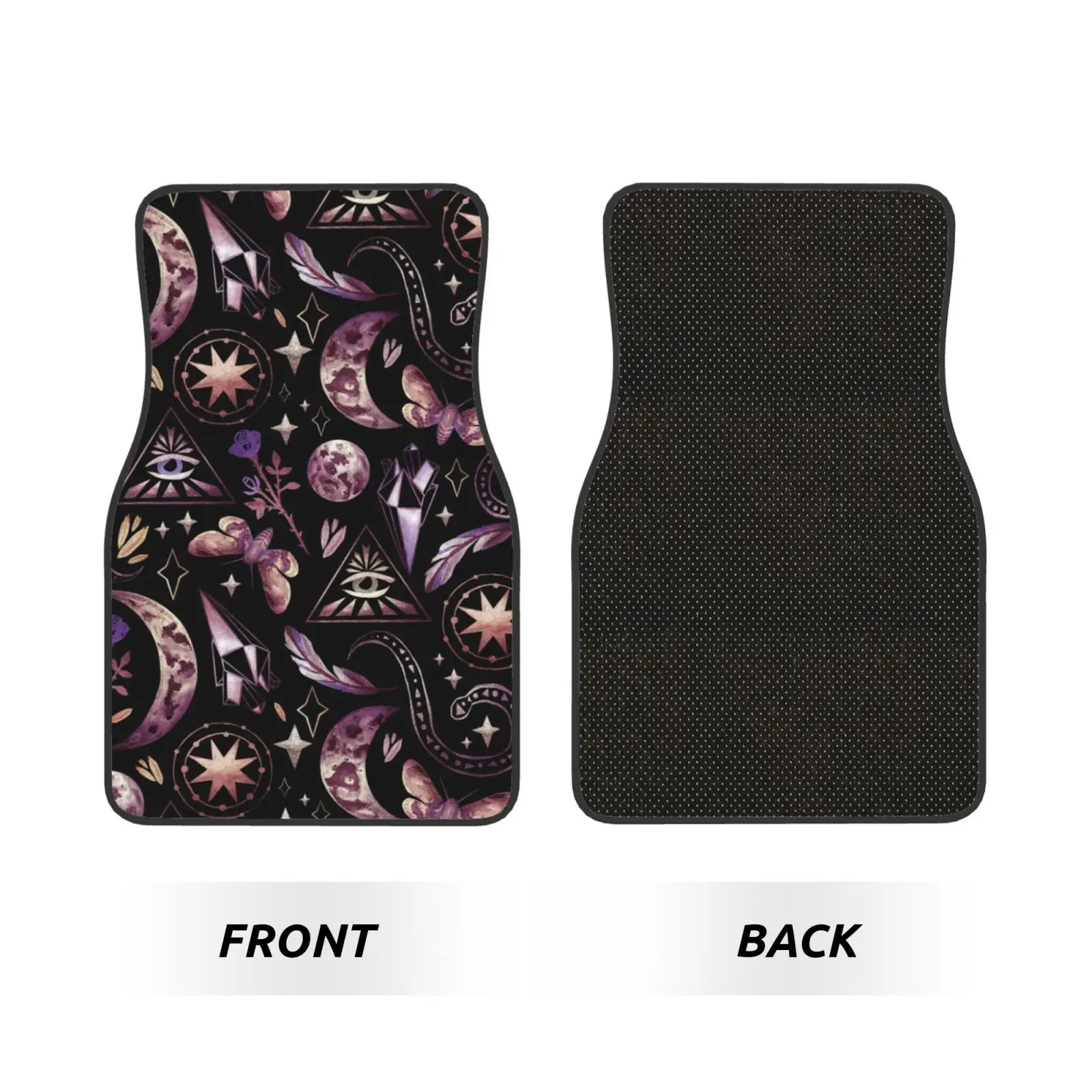 Tarot Moon Butterfly Magic Goth 4pcs Car Floor Mats Set of 4pcs Non-Slip Absorbent Polyester Foot Mats Auto Interior Accessories