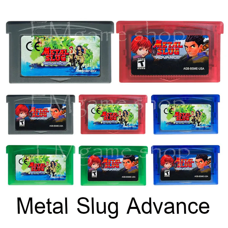 Video Game Cartridge 32 Bit Game Console Card for GBA Shooting Games Series Metal Slug Advance English language US/EU Version