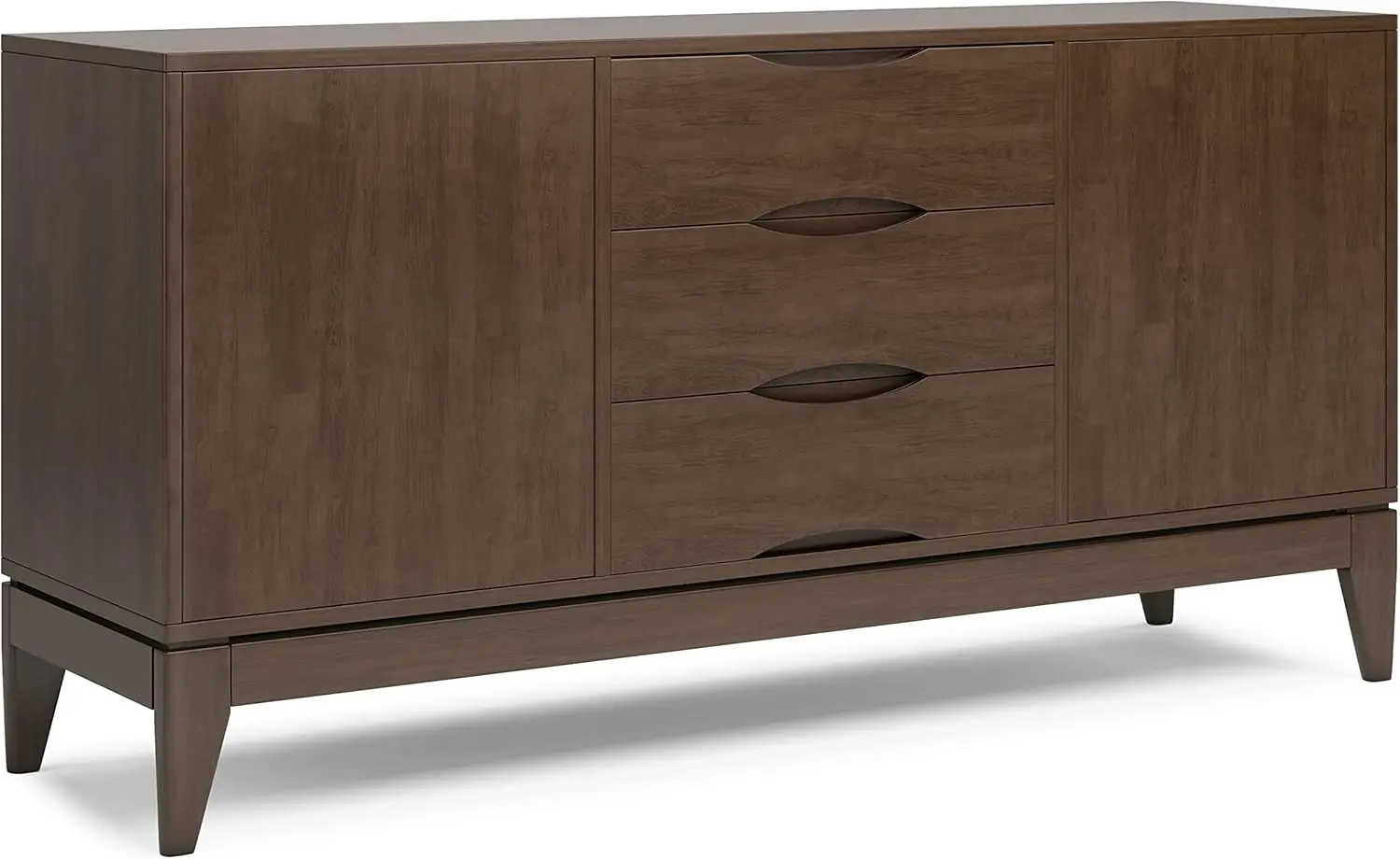 Harper  60 Inch Wide Mid Century Design Sideboard Buffet in Walnut Brown, For the Dining Room and