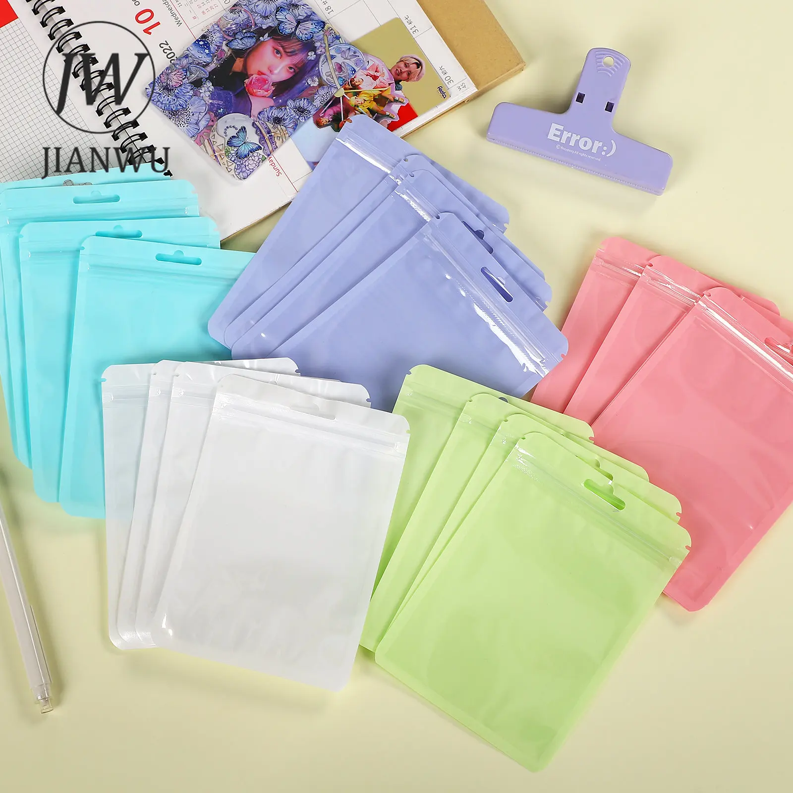 JIANWU 20 Pcs/set Macaron Color Card Sleeve Mini Ziplock Bag Simple Creative DIY Plastic Storage Bag Student Supplies