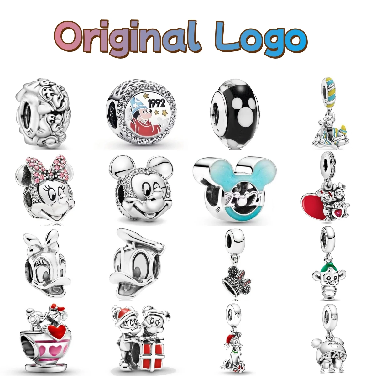 New 925 Silver Disney Donald Duck Mickey  Cup Pendants Charms Beads Fit Original Pandora Bracelet DIY Jewelry For Women 2024