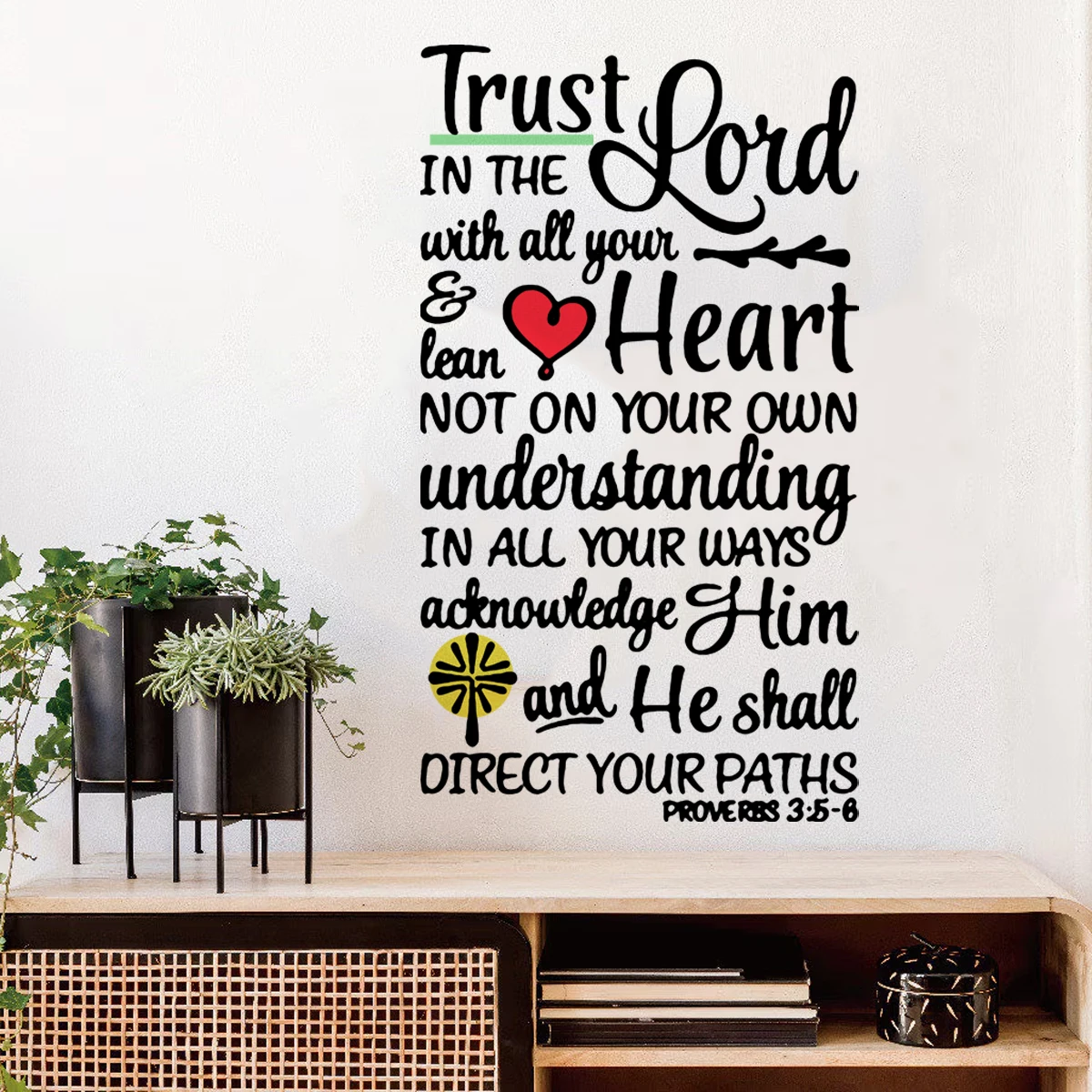 

Trust In The Lord Verse Proverbs 3:5-6 Wall Sticker for Kids Room Office Hallway Wall Art Decal Door Bedroom Living Home Decor