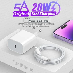 Apple Original PD 20W Type C snellader voor iPhone 14 13 12 11 Pro Max Mini X XS XR 6 7 8 Plus snel opladen Lightning-kabel