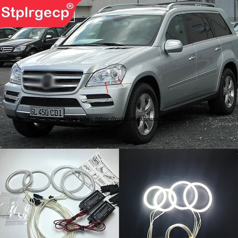 HochiTech For Mercedes-Benz GL-Class X164 GL450 Ultra Bright Day Light DRL CCFL Angel Eyes Demon Eyes Kit Warm White  Ring
