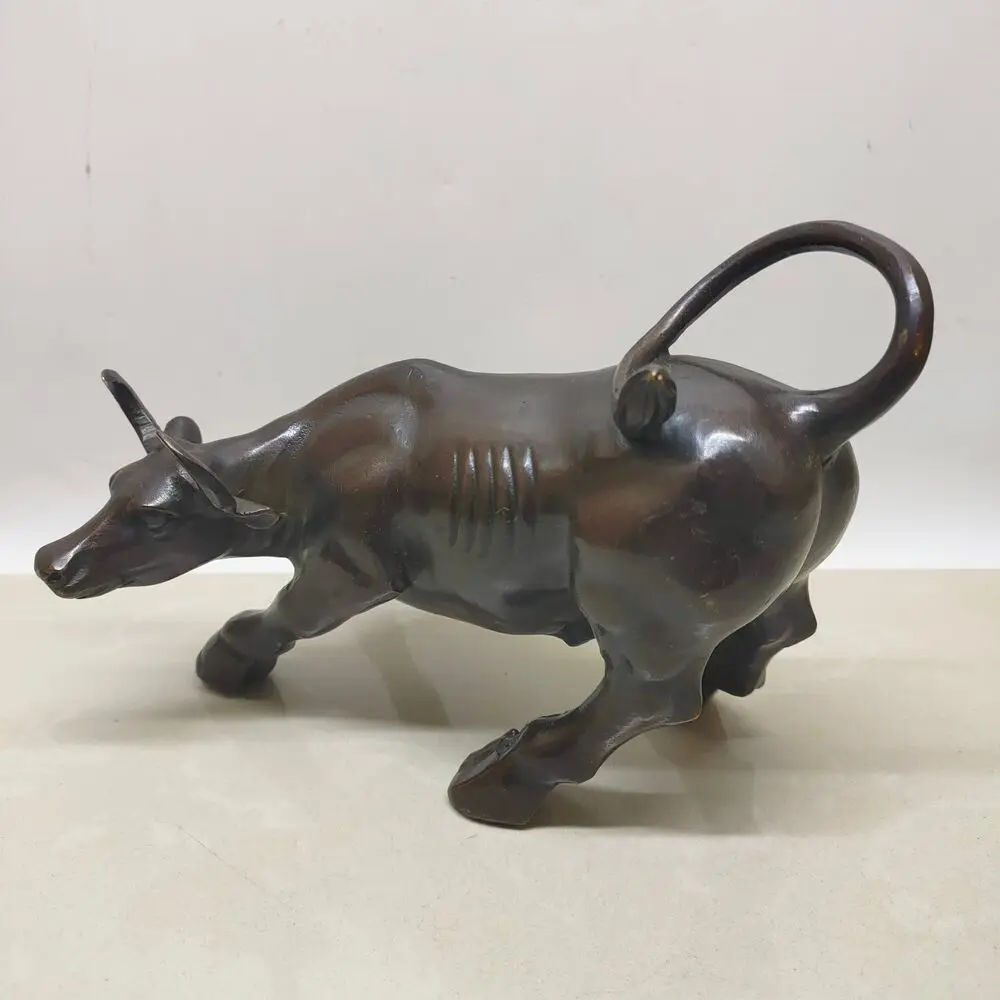 Collectible Chinese Copper Bronze bullfight Ornament Statue Amulet