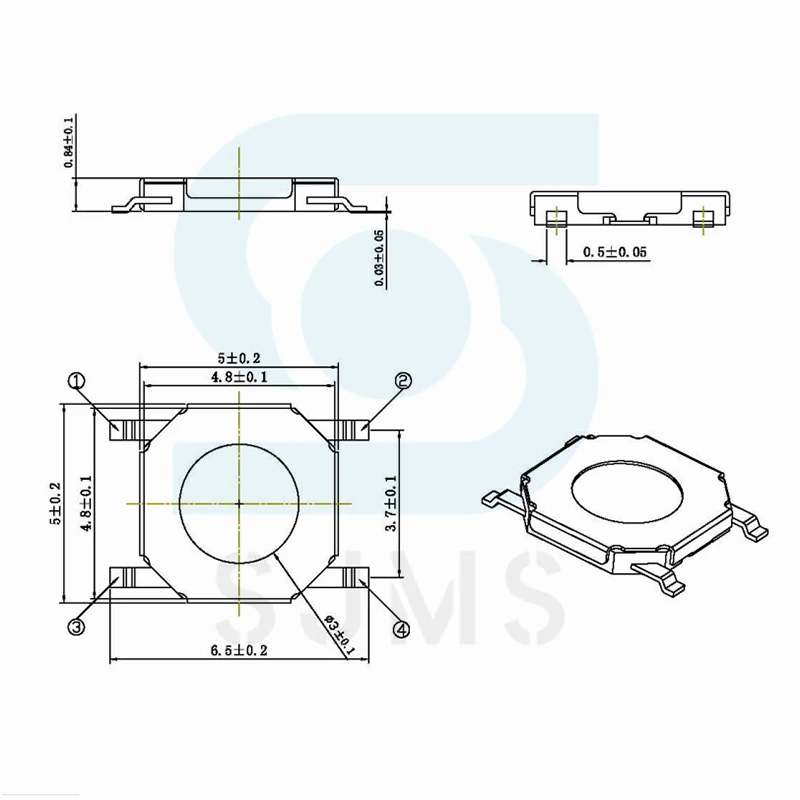 50PCS/lot Copper Pillar Tactile Push Button Switch 4x4 Micro Switch 4*4*0.5/0.8/1.5/1.6/1.7/2/2.5/3/3.5/4.3/5mm mini Tact Switch