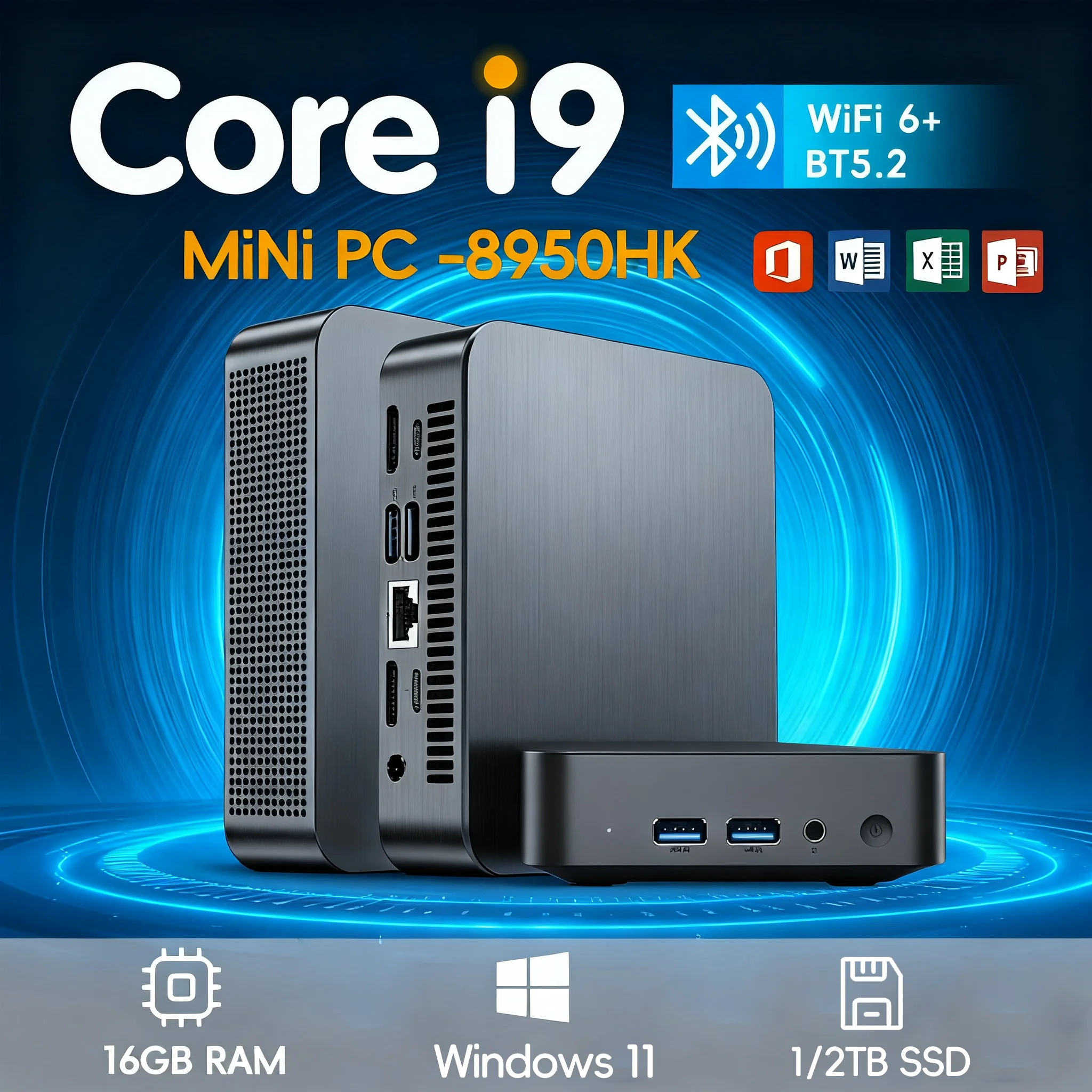 

Мини-ПК Intel N5095A/ Core i9-8950HK 16 ГБ ОЗУ 1/2 ТБ SSD Bluetooth 5,2 WiFi6 1000M Ethernet Windows 11 Игровой офисный ПК