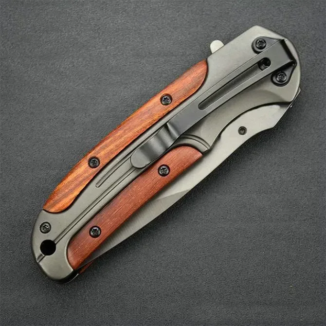 DA43 Titanium Folding Knives 3Cr13Mov 55HRC Wood Handle Tactical Camping Hunting Survival Pocket Utility EDC Tool Man Collection