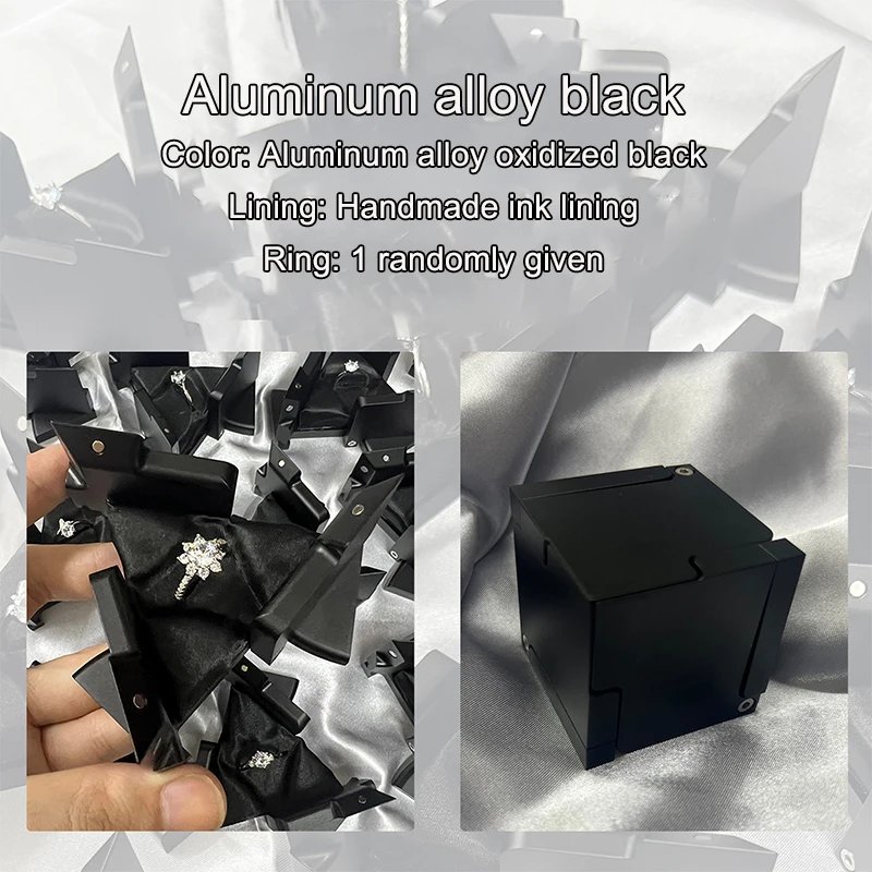 

Коробка для колец с кинетической энергией из алюминиевого сплава, вращающийся механический куб для хранения ювелирных изделий