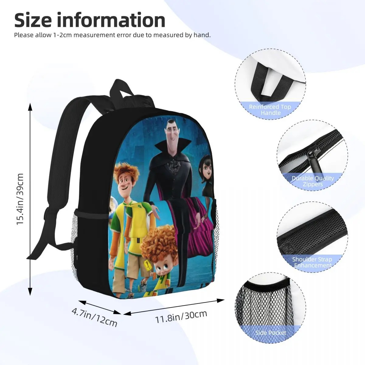 Like-H-Hotel-Transylvania-Style New Fashion High Capacity Waterproof College Backpack Trendy Laptop Travel Book Bag 15inch